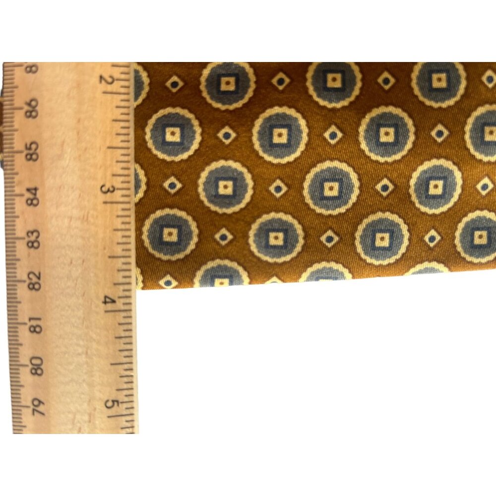 Chaps Ralph Lauren Men's Silk Tie Brown & Blue Geometric Pattern - Picture 8 of 9